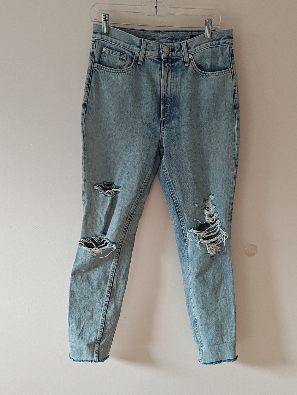rag & bone Light Blue Distressed Ankle Crop Jeans